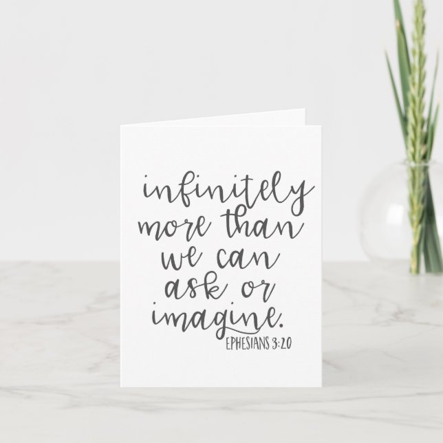 Tarjeta De Agradecimiento Efesios 3:20 Infinitamente Más Biblia Arte De Escr (Anverso)