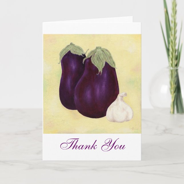 Tarjeta De Agradecimiento Eggplant y Garlic Gracias notecard (Anverso)