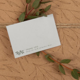 Tarjeta De Agradecimiento Eggshell & Green Branch Gracias desde la mesa de