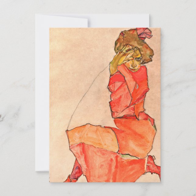 Tarjeta De Agradecimiento Egon Schiele - hembra de arrodillamiento en (Anverso)