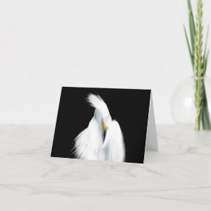 Tarjeta De Agradecimiento Egret de nieve sobre negro