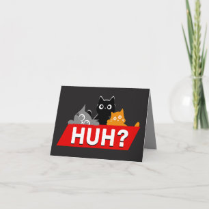 Tarjeta De Agradecimiento "¿Eh?" Silly Multicolor Cartoon Gatos Meme