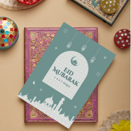Tarjeta De Agradecimiento Eid al-Fitr Mubarak 1447H | Diseño islámico modern