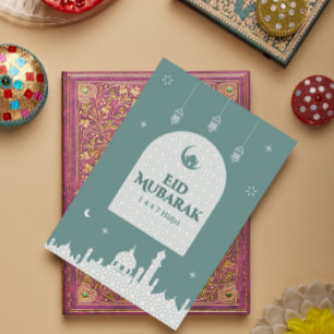 Tarjeta De Agradecimiento Eid al-Fitr Mubarak 1447H Diseño islámico modern
