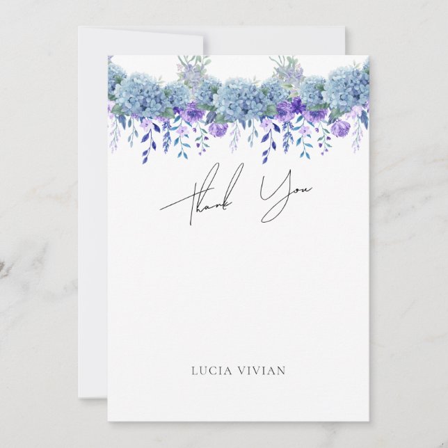Tarjeta De Agradecimiento Ejemplo Morple Floral Garden Bridal Shower (Anverso)