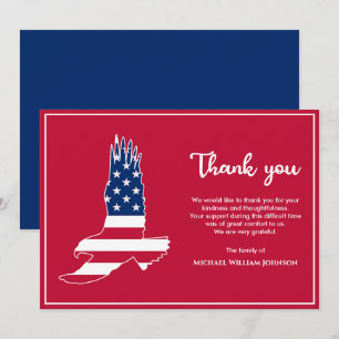 Tarjeta De Agradecimiento Ejército Militar Veterano Funeral Águila Bandera E