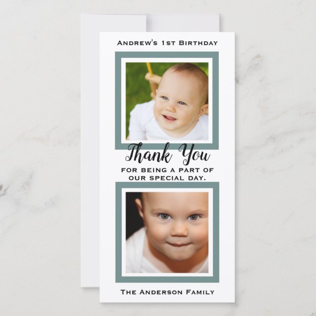 Tarjeta De Agradecimiento El 1r cumpleaños del bebé le agradece (Anverso)