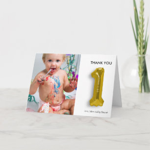 Tarjeta De Agradecimiento El 1r cumpleaños personalizado le agradece cardar