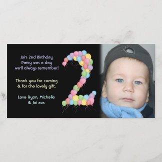 Tarjeta De Agradecimiento El 2do cumpleaños del muchacho o del chica le