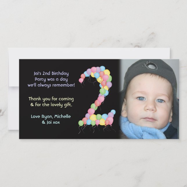 Tarjeta De Agradecimiento El 2do cumpleaños del muchacho o del chica le (Anverso)