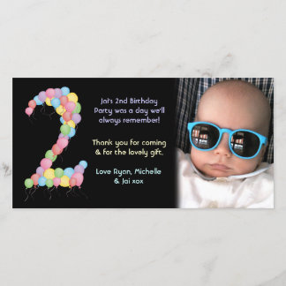 Tarjeta De Agradecimiento El 2do cumpleaños del muchacho o del chica le