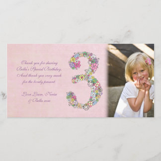 Tarjeta De Agradecimiento El 3ro cumpleaños de los chicas le agradece