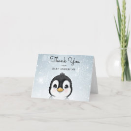 Tarjeta De Agradecimiento El Adorable Bebé Pingüino Invierno Gracias