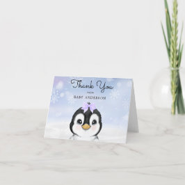 Tarjeta De Agradecimiento El Adorable Bebé Pingüino Invierno Gracias