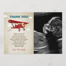 Tarjeta De Agradecimiento El aeroplano Baby Shower le agradece cardar