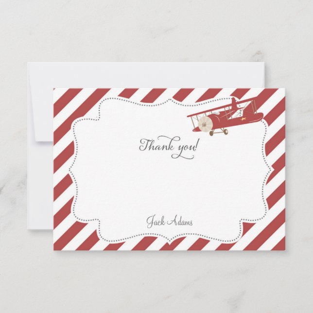 Tarjeta De Agradecimiento El aeroplano le agradece cardar (Anverso)