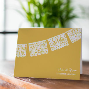 Tarjeta De Agradecimiento El amarillo el de Papel Picado que se casa le