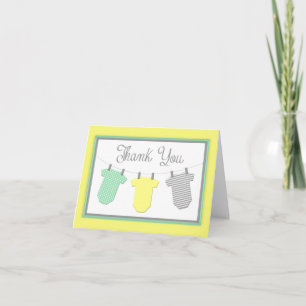 Tarjeta De Agradecimiento El amarillo y la aguamarina Baby Shower de la