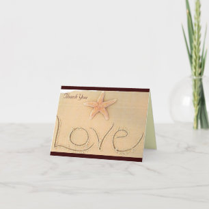 Tarjeta De Agradecimiento El amor de la playa le agradece cardar