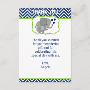 Tarjeta De Agradecimiento El amor del elefante de Chevron de la marina de