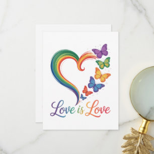 Tarjeta De Agradecimiento El Amor Es Amor LGBT Mariposa Corazón Arcoíris