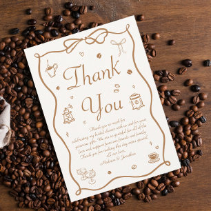 Tarjeta De Agradecimiento El amor es preparar café, ducha de novia