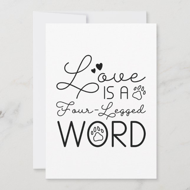 Tarjeta De Agradecimiento El Amor Es Una Palabra De Cuatro Piernas (Anverso)