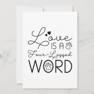 Tarjeta De Agradecimiento El Amor Es Una Palabra De Cuatro Piernas