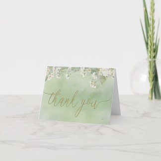 Tarjeta De Agradecimiento El amor está en flor Bridal Shower Verde