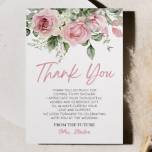 Tarjeta De Agradecimiento El amor está en flor Rosa floral rosa Shower nupci