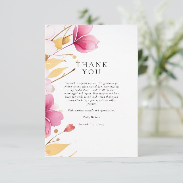 Tarjeta De Agradecimiento El amor está en la ducha de novias en Bloom (Anverso de pie)