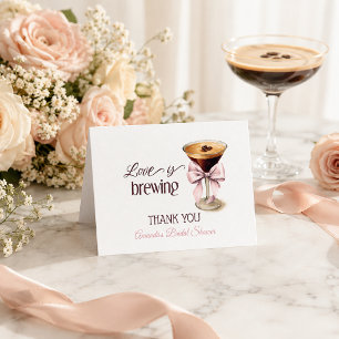 Tarjeta De Agradecimiento El amor está hirviendo Taza de café con lazo rosa