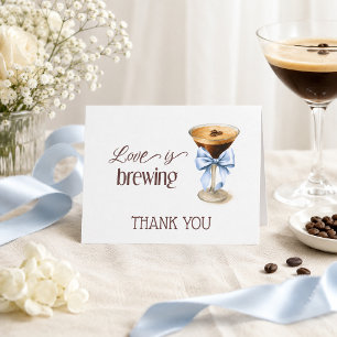 Tarjeta De Agradecimiento El amor está preparando Blue Bow Coffee Despedida