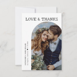 Tarjeta De Agradecimiento El amor retro y las gracias al arco blanco dos Bod