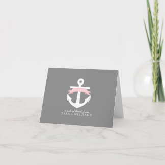 Tarjeta De Agradecimiento El ancla rosada Baby Shower náutico le agradece