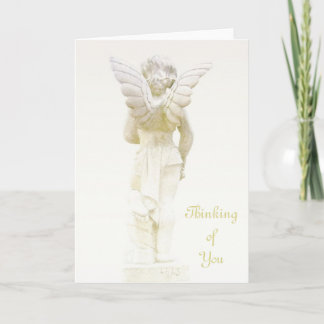 Tarjeta De Agradecimiento El ángel blanco cruzado santo del ángel que piensa