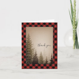 Tarjeta De Agradecimiento El árbol de hoja perenne de la tela escocesa del