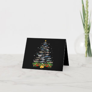 Tarjeta De Agradecimiento El árbol de Navidad del tiburón tiburón ama los re