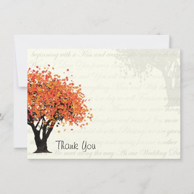 Tarjeta De Agradecimiento El árbol de otoño de los florecimiento gracias tar (Anverso)