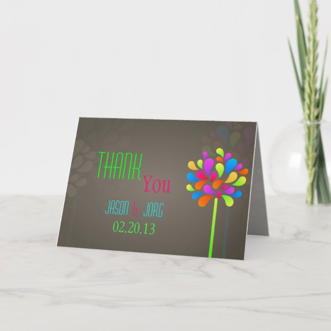 Tarjeta De Agradecimiento El árbol del arco iris le agradece cardar (Anverso)