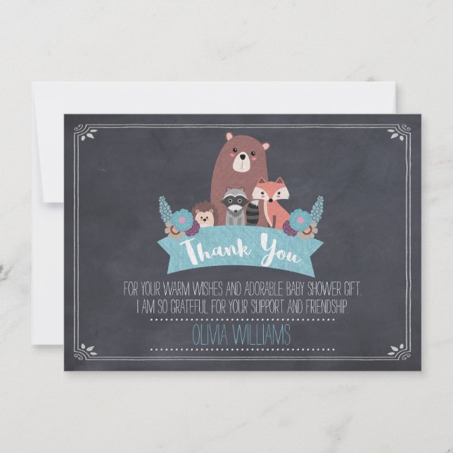 Tarjeta De Agradecimiento El arbolado de la pizarra de Baby Shower le (Anverso)
