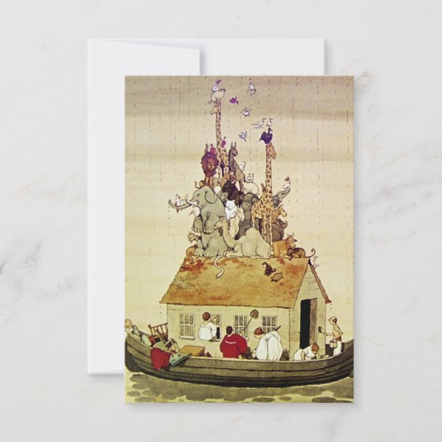 Tarjeta De Agradecimiento “El arca de Noé” de W Heath Robinson (Anverso)
