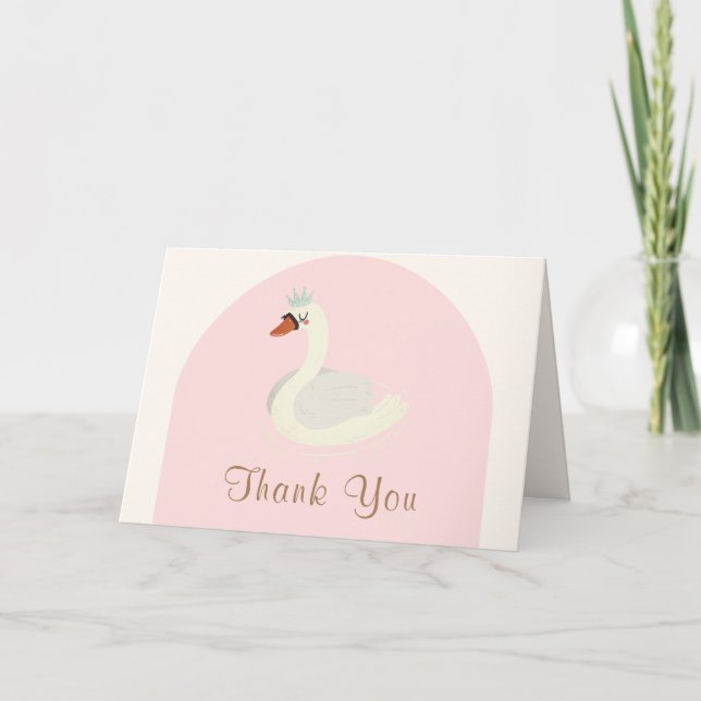 Tarjeta De Agradecimiento El arca rosada del boho Princesa Swan Baby Shower (Anverso)