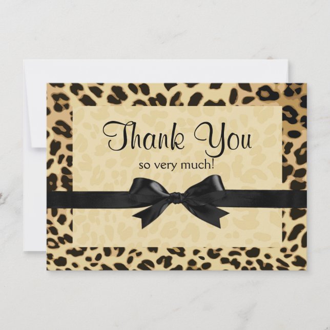 Tarjeta De Agradecimiento El arco del estampado leopardo le agradece (Anverso)
