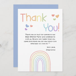 Tarjeta De Agradecimiento El arcoiris colorido y bonito con el Baby Shower d