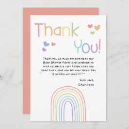 Tarjeta De Agradecimiento El arcoiris colorido y bonito con el Baby Shower d