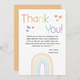 Tarjeta De Agradecimiento El arcoiris colorido y bonito con el Baby Shower d