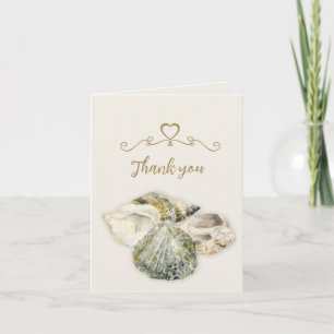 Tarjeta De Agradecimiento El arte de las cáscaras del mar dentro del boda de