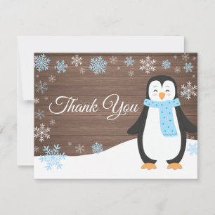 Tarjeta De Agradecimiento El azul del copo de nieve del pingüino del
