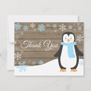 Tarjeta De Agradecimiento El azul del copo de nieve del pingüino del